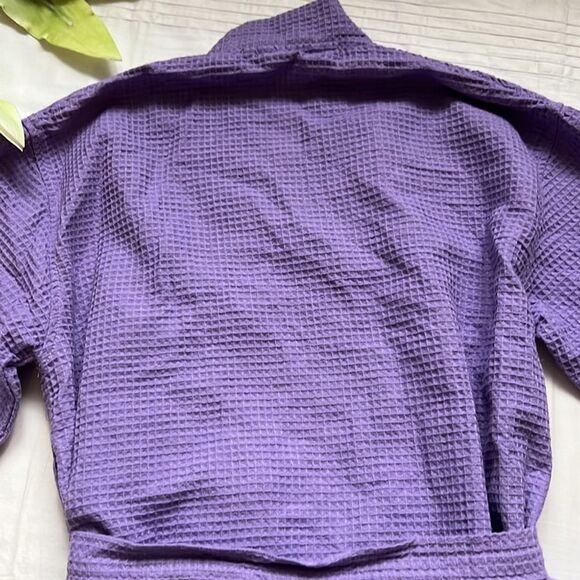 Chakir Turkish Linens Lightweight Quick Dry Waffle Knit Kimono Short Robe - Picture 12 of 13